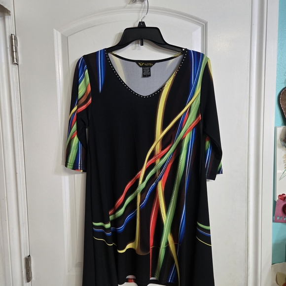 Valentina Black and Yellow Tunic with Studded Detail - Picture 1 of 5